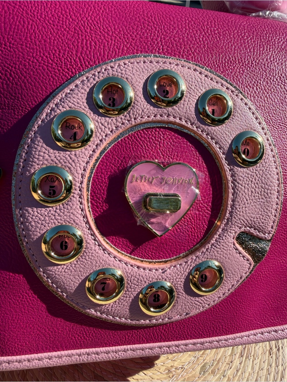 Betsey Johnson Hot Pink Novelty Telephone Dial Crossbody Bag - Picture 12 of 15